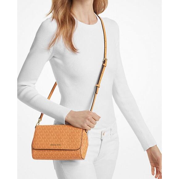 MICHAEL KORS Jet Set Medium MK Logo PVC Convertible Crossbody Pouchette Bag - Picture 7 of 12
